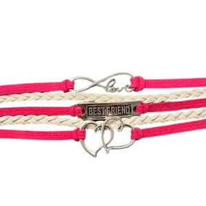 Love Best Friend Hearts Multi-layered Faux Leather Bracelet